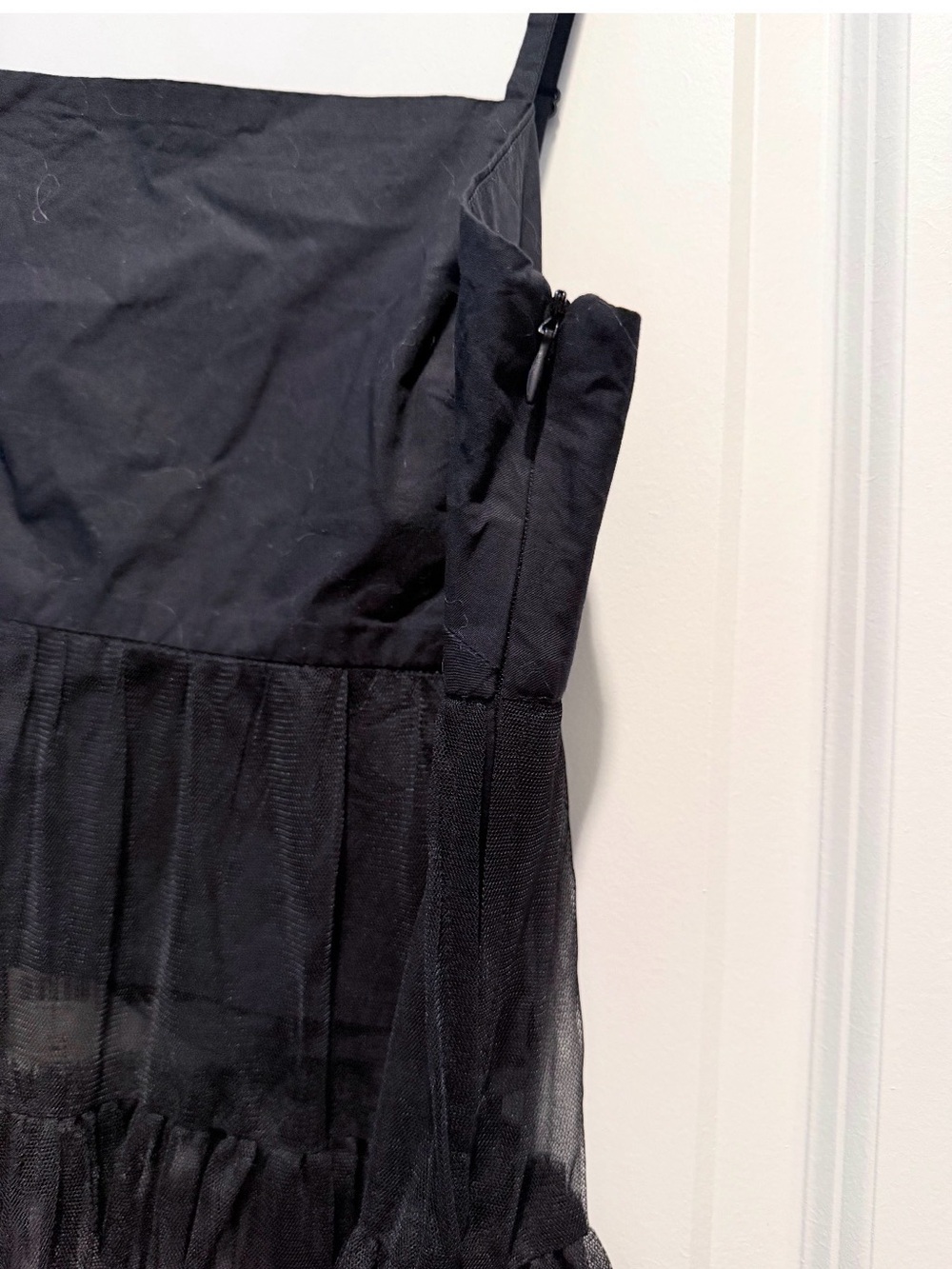 NWT Anthropologie Black Tiered Organza Slip Dress - Picture 3 of 6